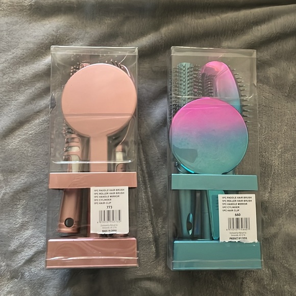 Professional Quality 5 Pc Hair Brush Set, Rose Color - Picture 2 of 5